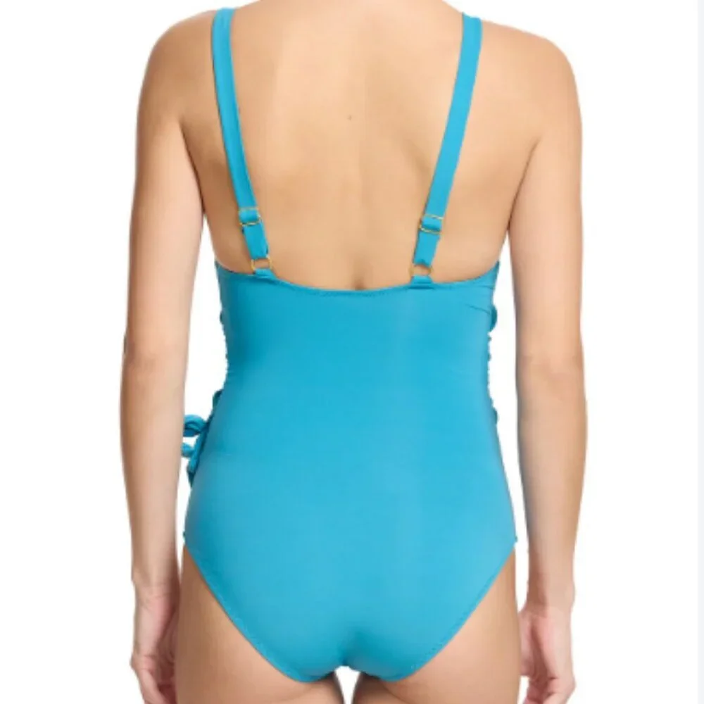 NWT Hanky Panky Wide Strap Wrap Tahiti Teal One Piece Swimsuit Size Small